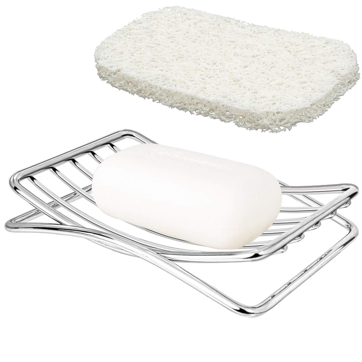Bar Soap Dish Holder for Shower Bathroom Stainless Steel Rust Proof Self Draining, Chrome-2 Pack