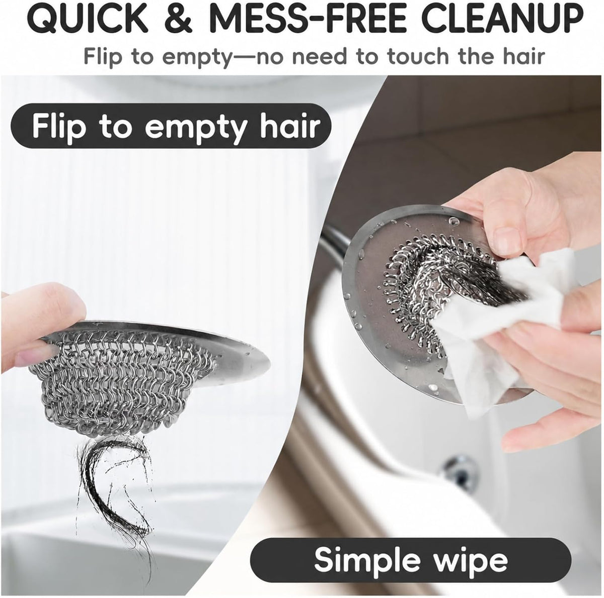 WOKDADA Shower Drain Hair Catcher, Patented Bathtub Drain Cover, Anti-Clog