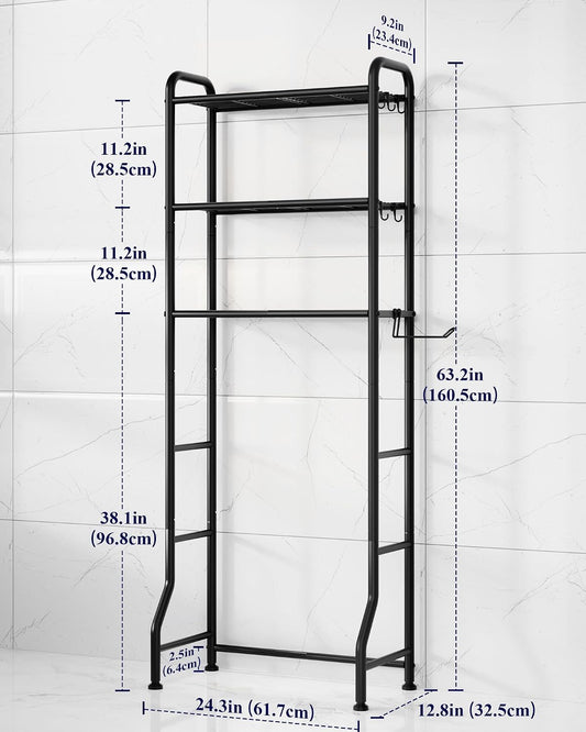 Kitsure Over Toilet Storage Rack, 63.2" H Space-Saving, Holder & Hooks
