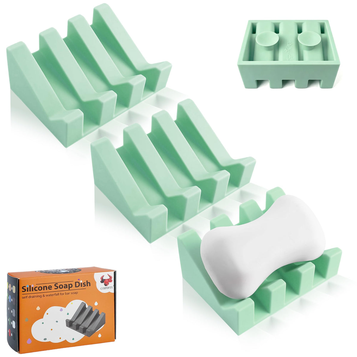 Soap Dish Holder for Shower with Suction Cup, Silicone Soap Holder & Saver Self-Draining Bar Soap Dish Keeps Soap Dry for Bathroom, Kitchen, Bathtub, Extends Soap Life (LightGrey-1Pack)