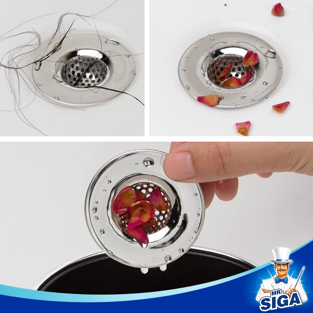 MR.SIGA Bathroom Sink Strainer Bathtub Lavatory Sink Drain Strainer, 3 Pack
