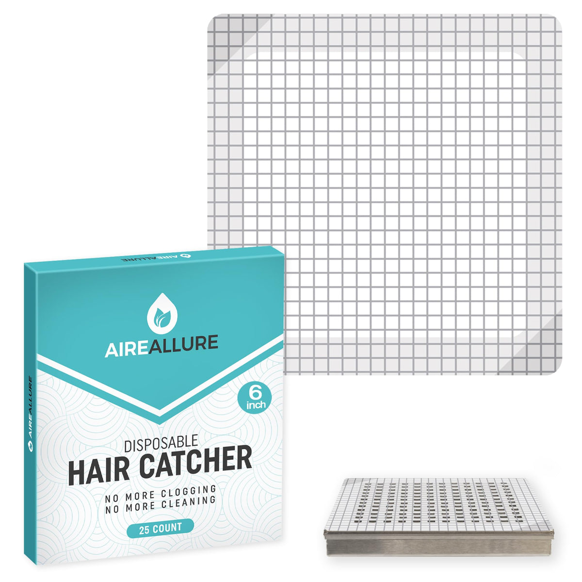 25 Pack Disposable Shower Drain Hair Catcher Mesh Stickers - Peel & Stick Drain Strainers to Prevent Clogs, Strong Waterproof Adhesive, Mess-Free Disposable Drain Covers for Shower & Bathtub
