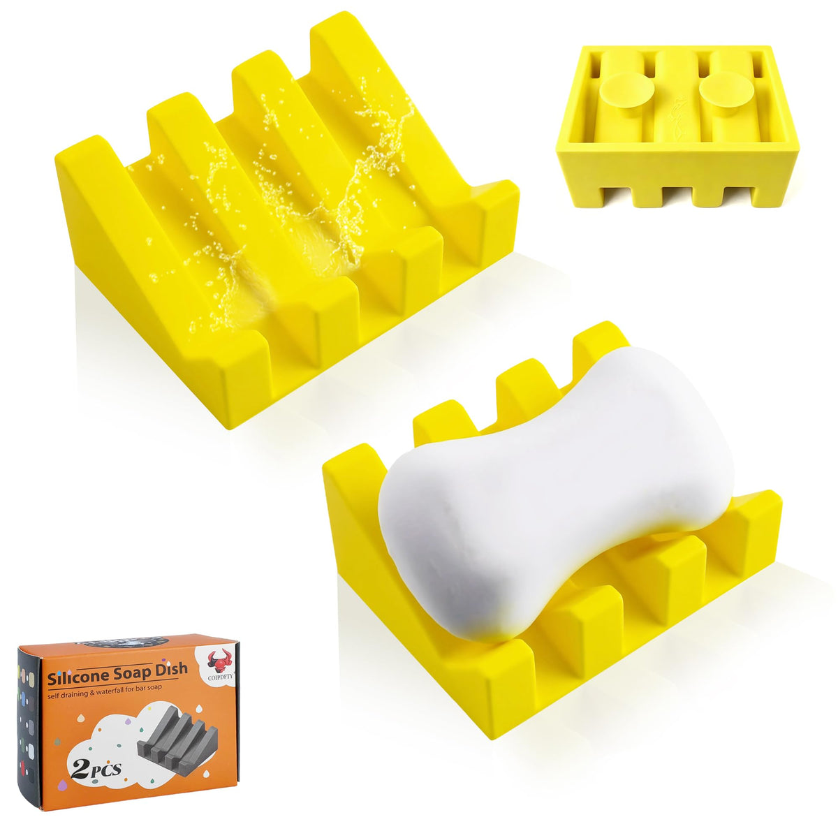 Soap Dish Holder for Shower with Suction Cup, Silicone Soap Holder & Saver Self-Draining Bar Soap Dish Keeps Soap Dry for Bathroom, Kitchen, Bathtub, Extends Soap Life (LightGrey-1Pack)
