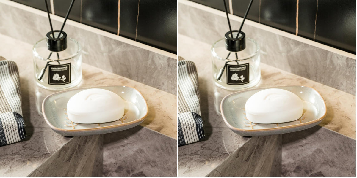Miamolo Soap Dish for Shower, Soap Holder Raised Design, No More Mushy Soap