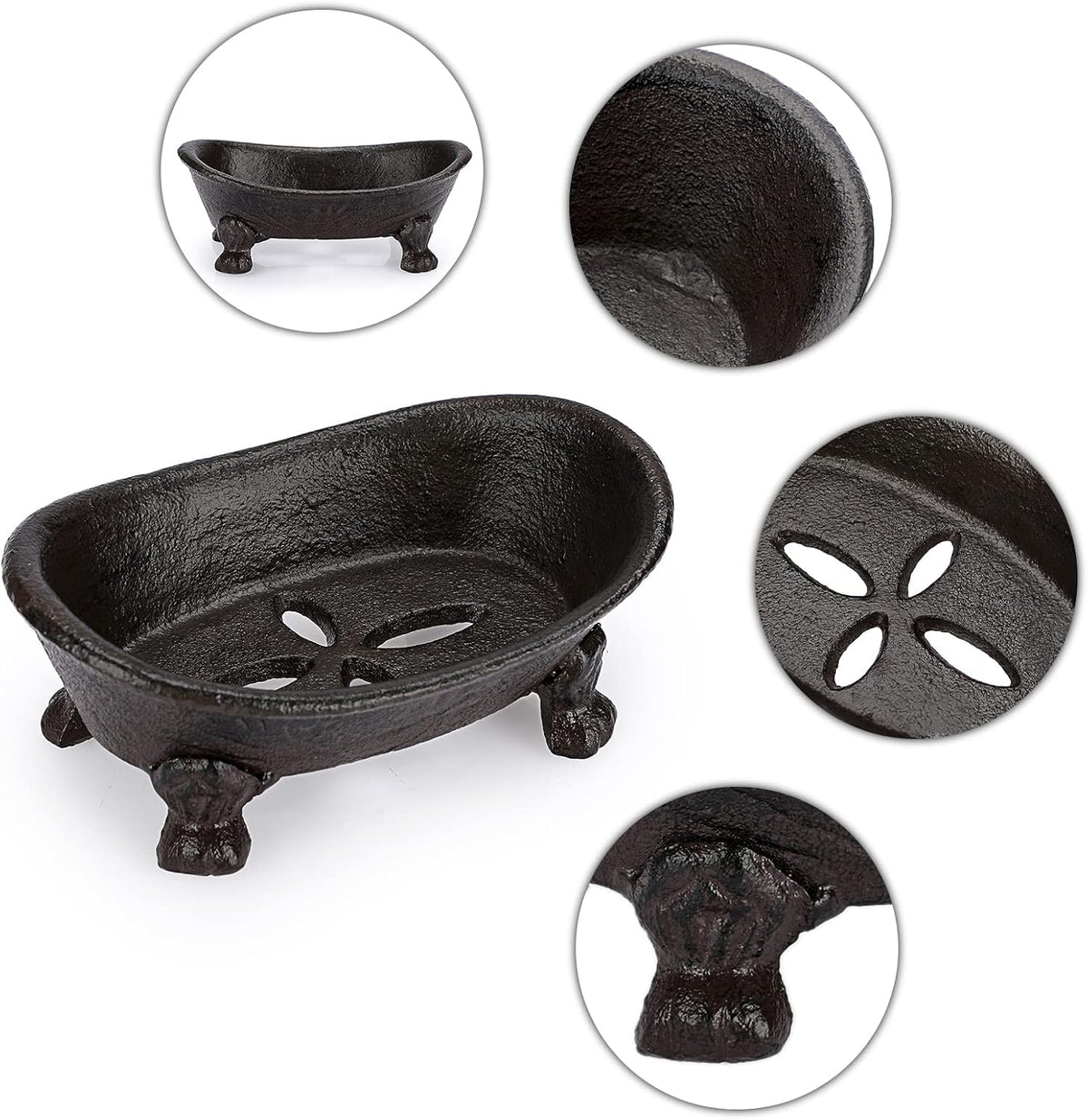 Sumnacon Cast Iron Bathtub Soap Dish, Heavy Duty Vintage Metal Soap Holder