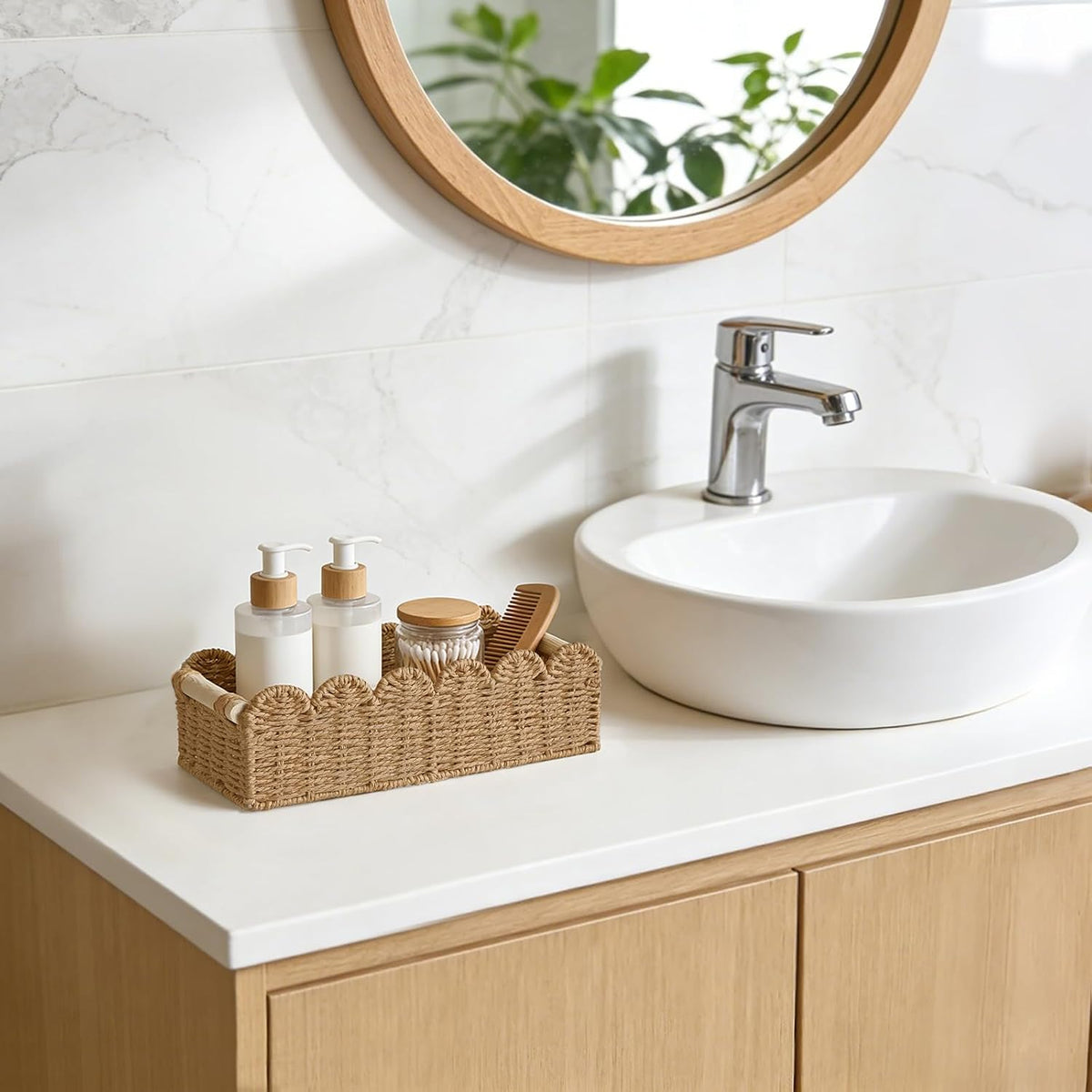 Dahey Toilet Paper Storage Basket 2 Pack Bathroom Scalloped Tank Basket