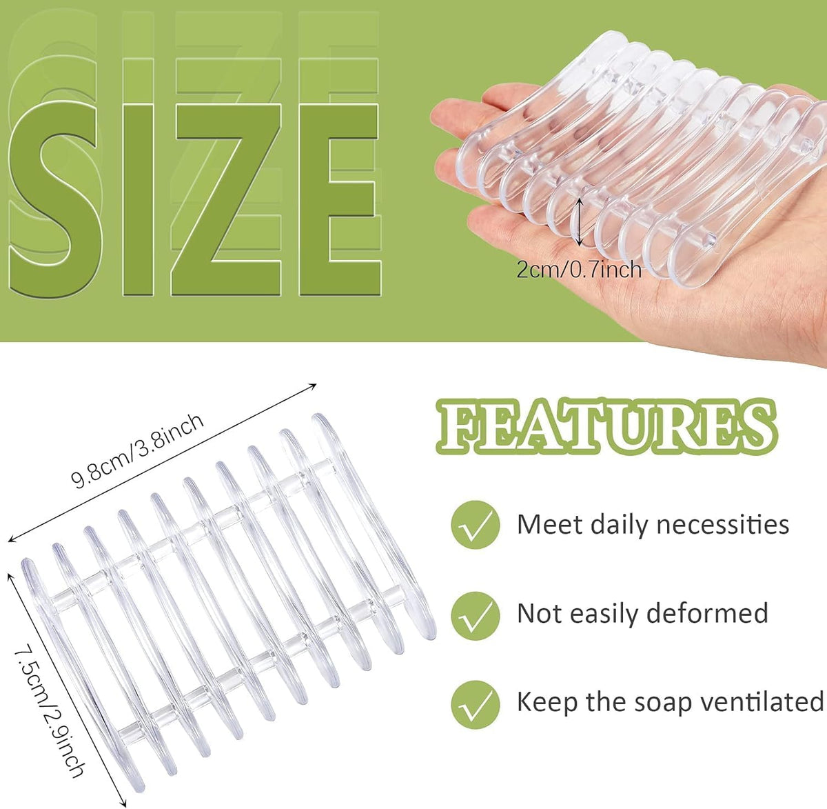 4 Self Draining Soap Dish, Plastic Bar Soap Holder & Saver for Shower Sink