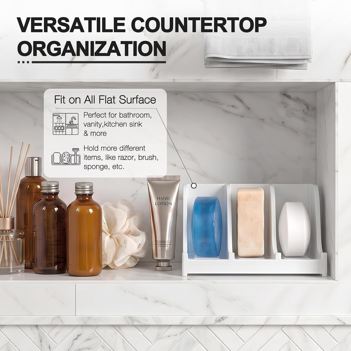 3-Compartment Shower Soap Holder & Organizer for Multiple Bars