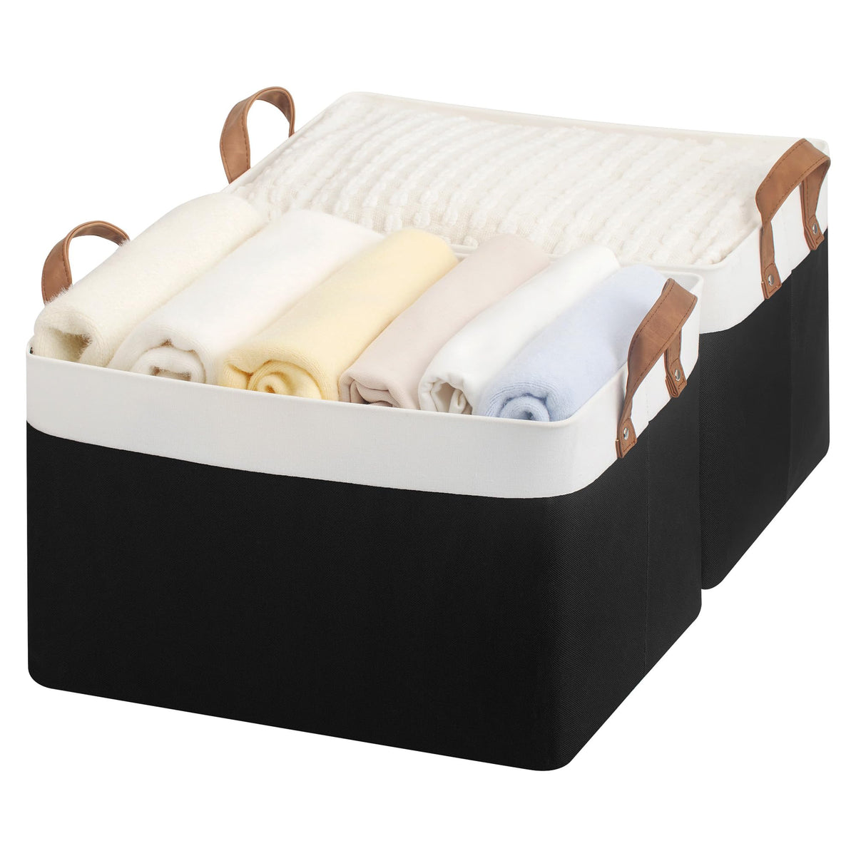 StorageWorks Storage Basket for Shelves, Storage Bins, Beige, 2-Pack