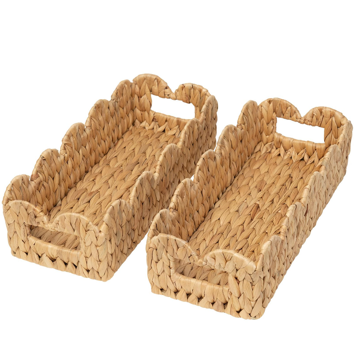 Coeusy Scalloped Toilet Paper Basket, Wicker Basket for Bathroom, Natural
