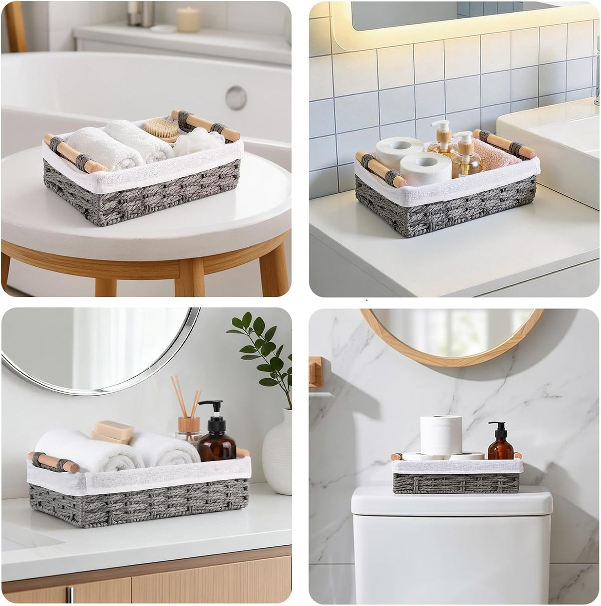 HomeHacks 2 Pack Storage Basket Toilet Paper Rope Baskets for Organizing