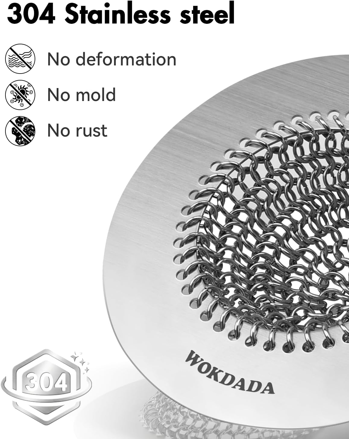 WOKDADA Reversible Kitchen Sink Drain Strainer, Anti-Clog Flat Edge Design