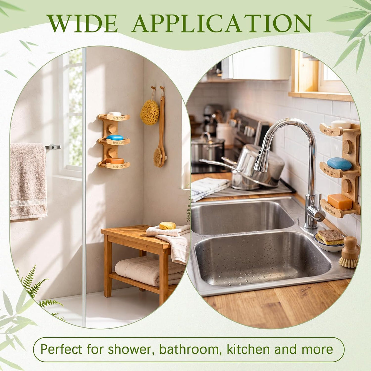 3-Tier Bamboo Soap Holder for Shower, Self Draining