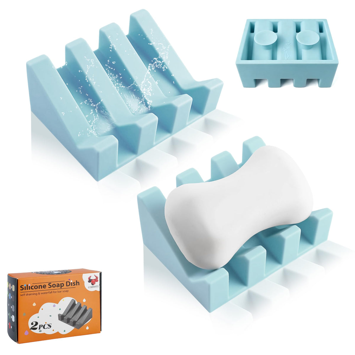Soap Dish Holder for Shower with Suction Cup, Silicone Soap Holder & Saver Self-Draining Bar Soap Dish Keeps Soap Dry for Bathroom, Kitchen, Bathtub, Extends Soap Life (LightGrey-1Pack)