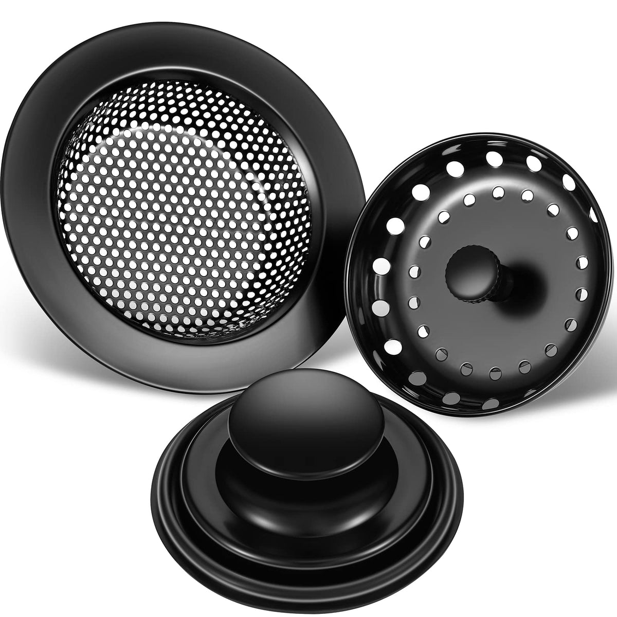 Mudder 3 Pcs Sink Plug Stopper Disposal Drain Strainer,Silver