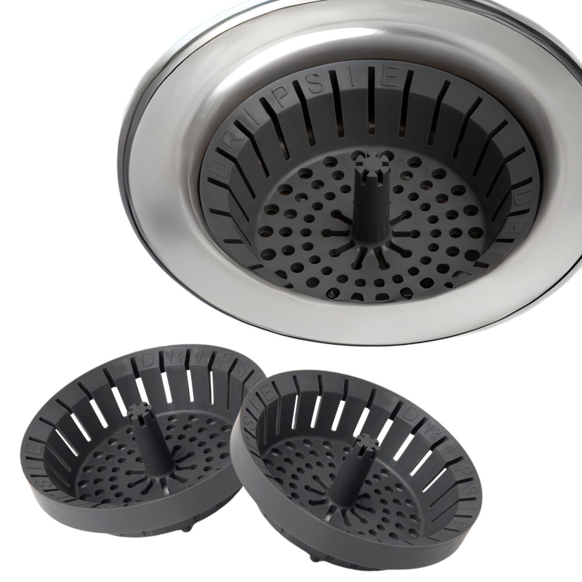 Dripsie 3Pk Clog-Free Kitchen Sink Strainer - USA Made Sink Drain Strainer