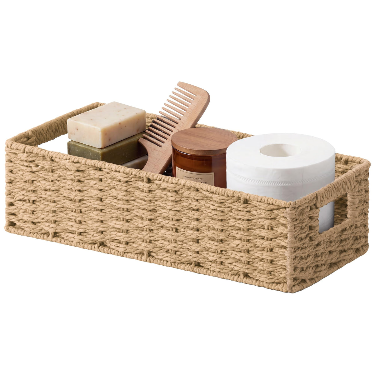 StorageWorks Wicker Seagrass Baskets, Toilet Basket Tank Topper
