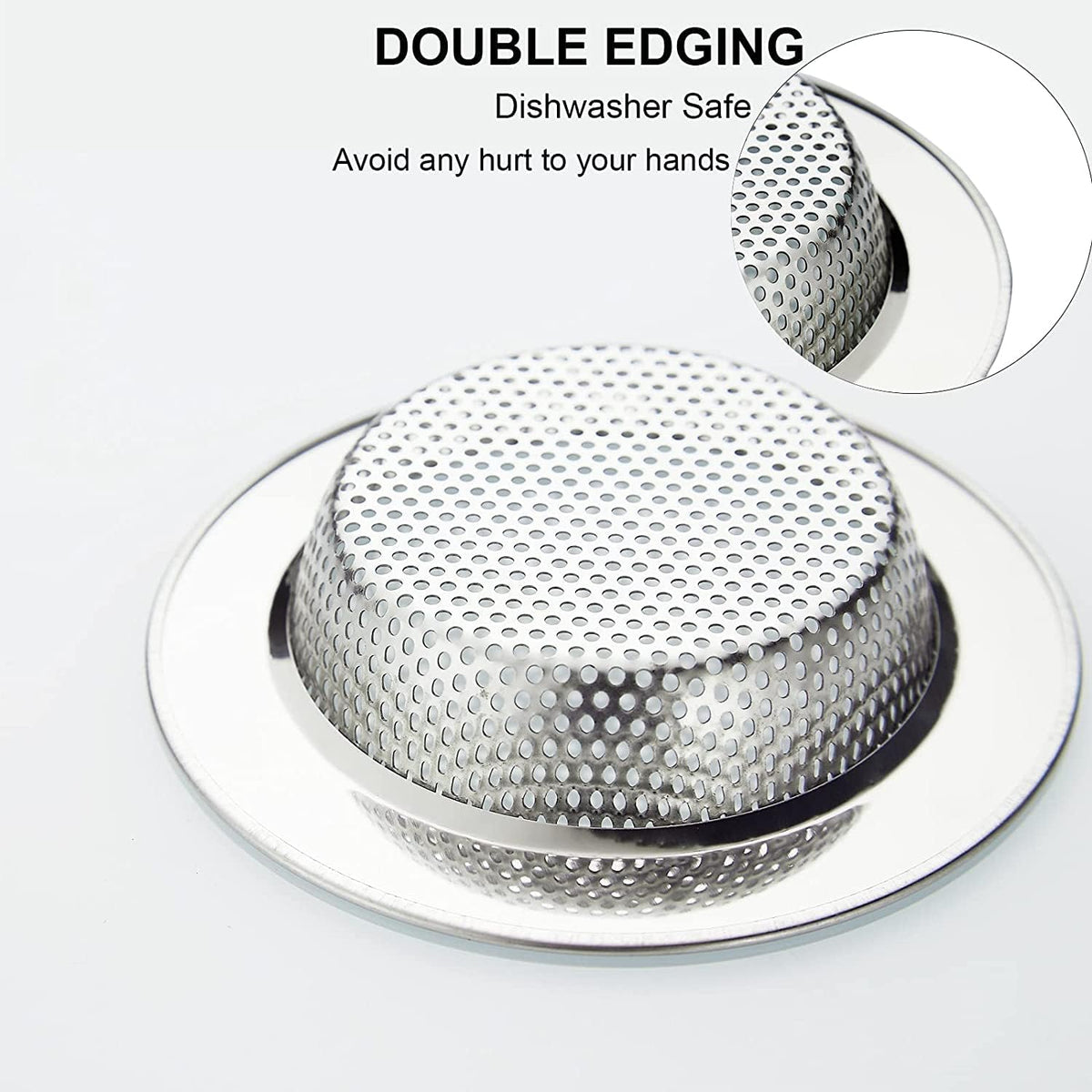 LASSHSWA Kitchen Sink Strainer Stainless Steel, Kitchen Sink Drain Strainer，Sink Strainers for Kitchen Sinks with Large Wide Rim 4.5" Diameter (4 Pack)