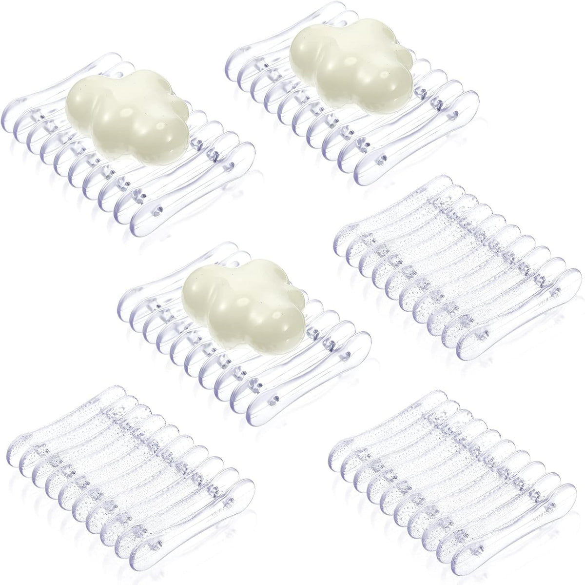 4 Self Draining Soap Dish, Plastic Bar Soap Holder & Saver for Shower Sink