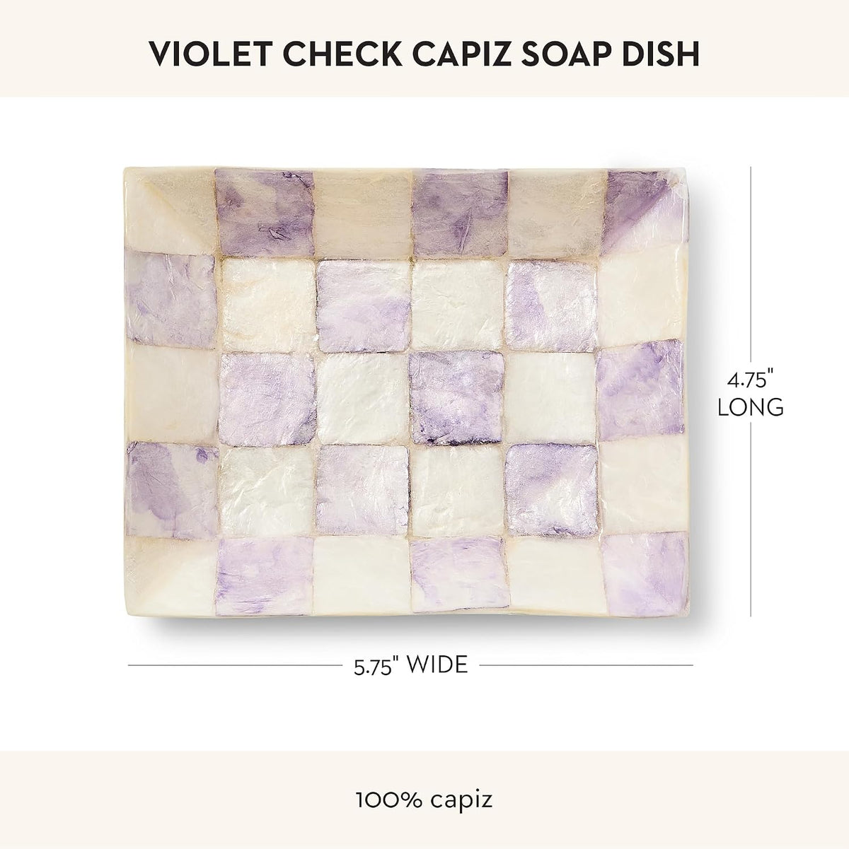 MACKENZIE-CHILDS Capiz Soap Dish, Purple-and-White Violet Check