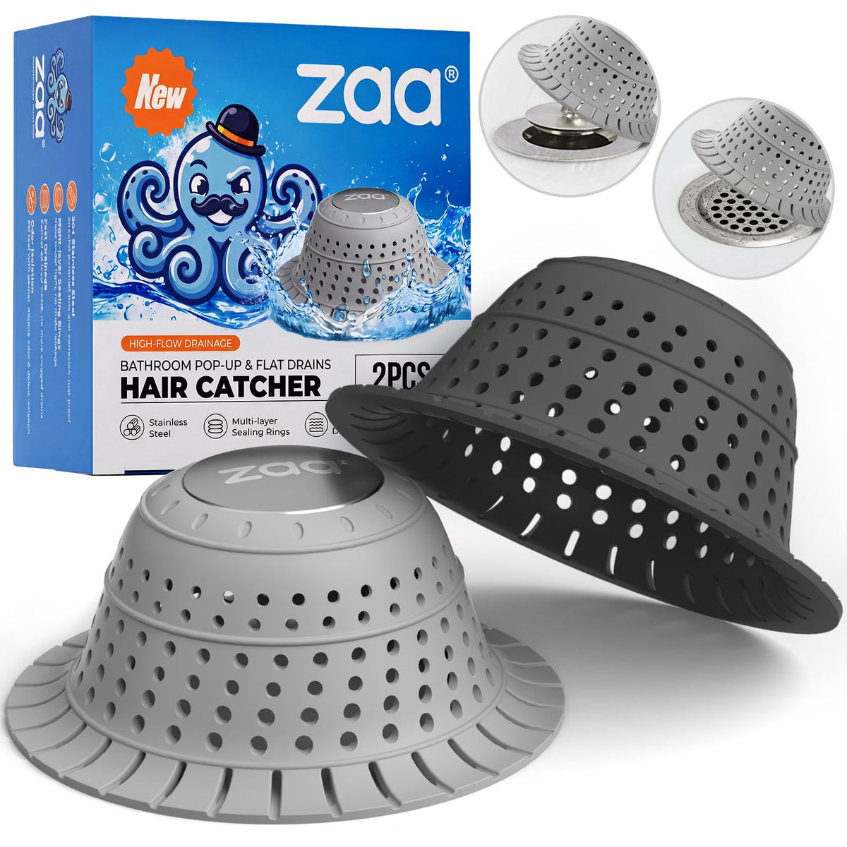 zaa Shower Drain Hair Catcher Bathtub Drain Cover Strainer Protector