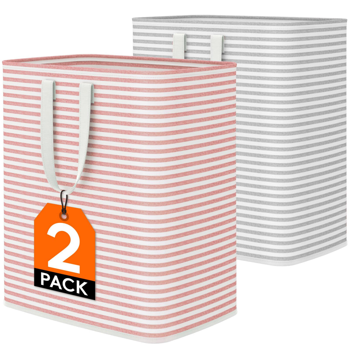 Lifewit 80L Large Laundry Baskets, Laundry Hampers Bags, 2 Pack, Grey