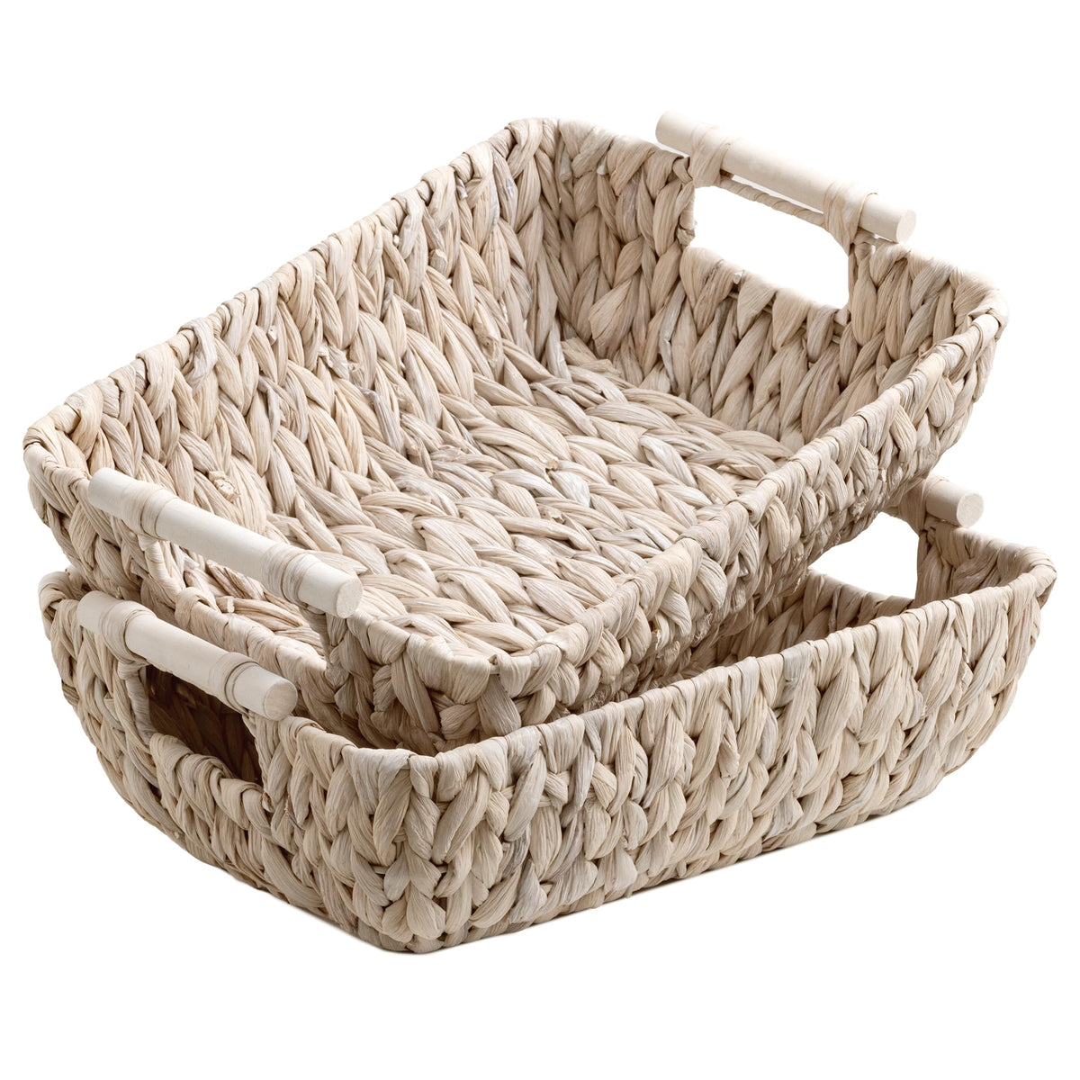 StorageWorks Wicker Baskets for Shelves, Hyacinth Storage Baskets, 2 Pack
