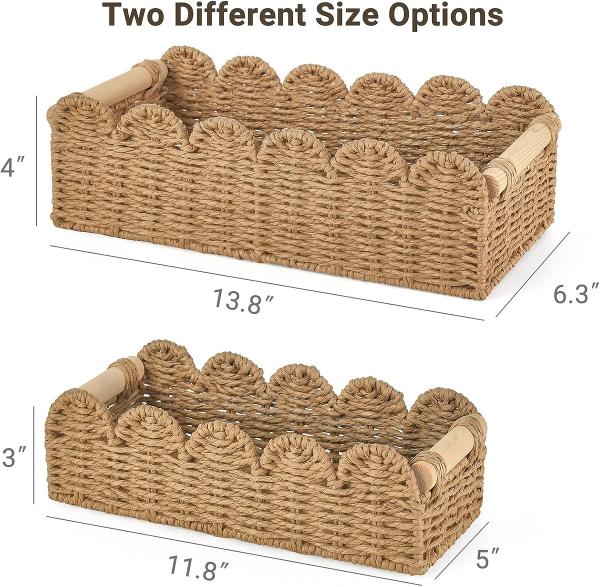 Dahey Toilet Paper Storage Basket 2 Pack Bathroom Scalloped Tank Basket