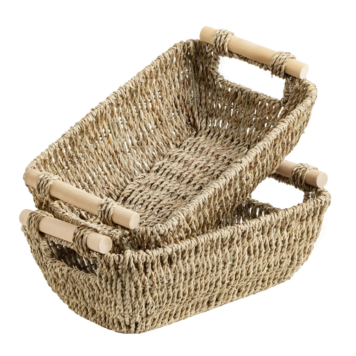 StorageWorks Wicker Baskets for Shelves, Hyacinth Storage Baskets, 2 Pack