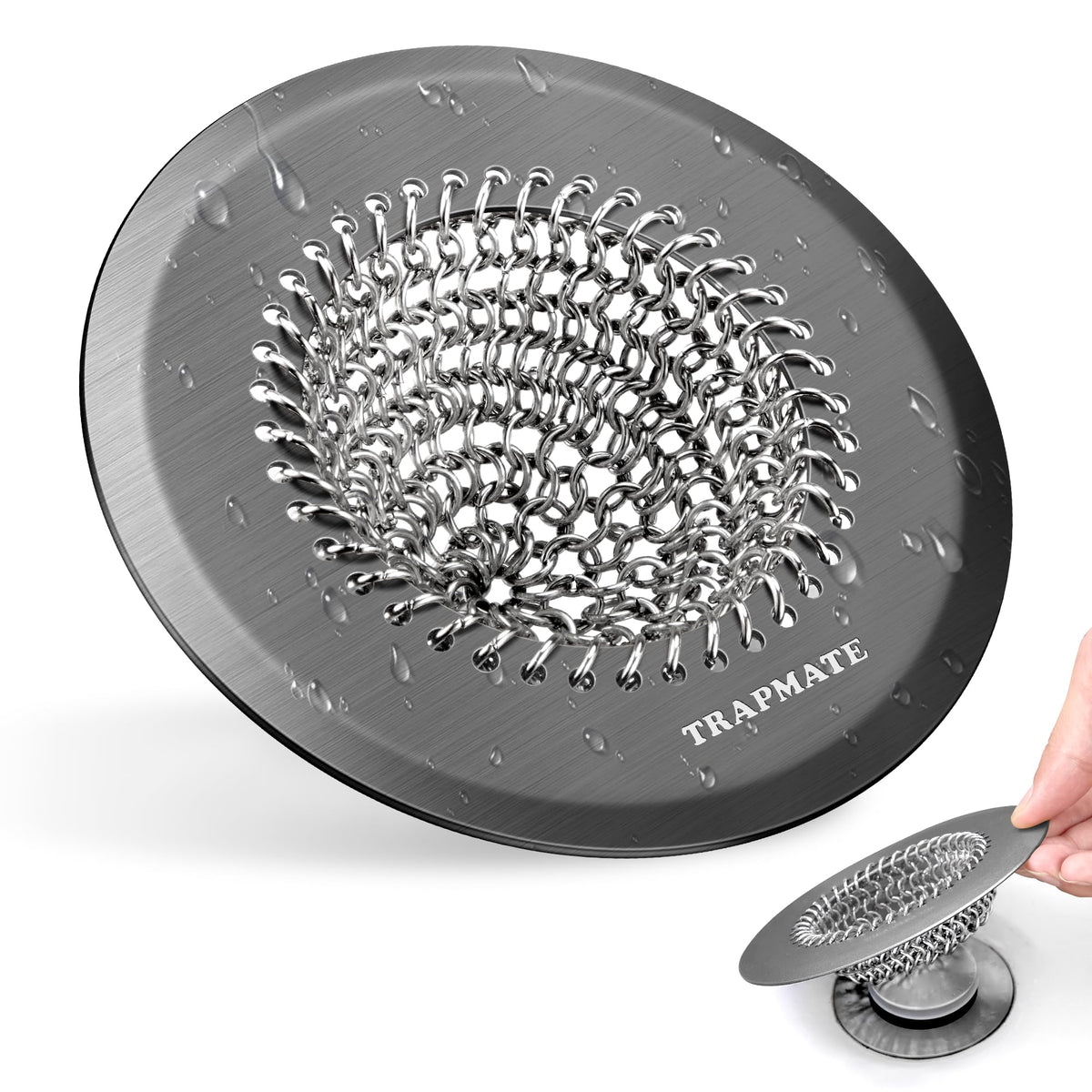 TRAPMATE Shower Drain Hair Catcher, Easy Flip Clean Bathtub Drain Protector