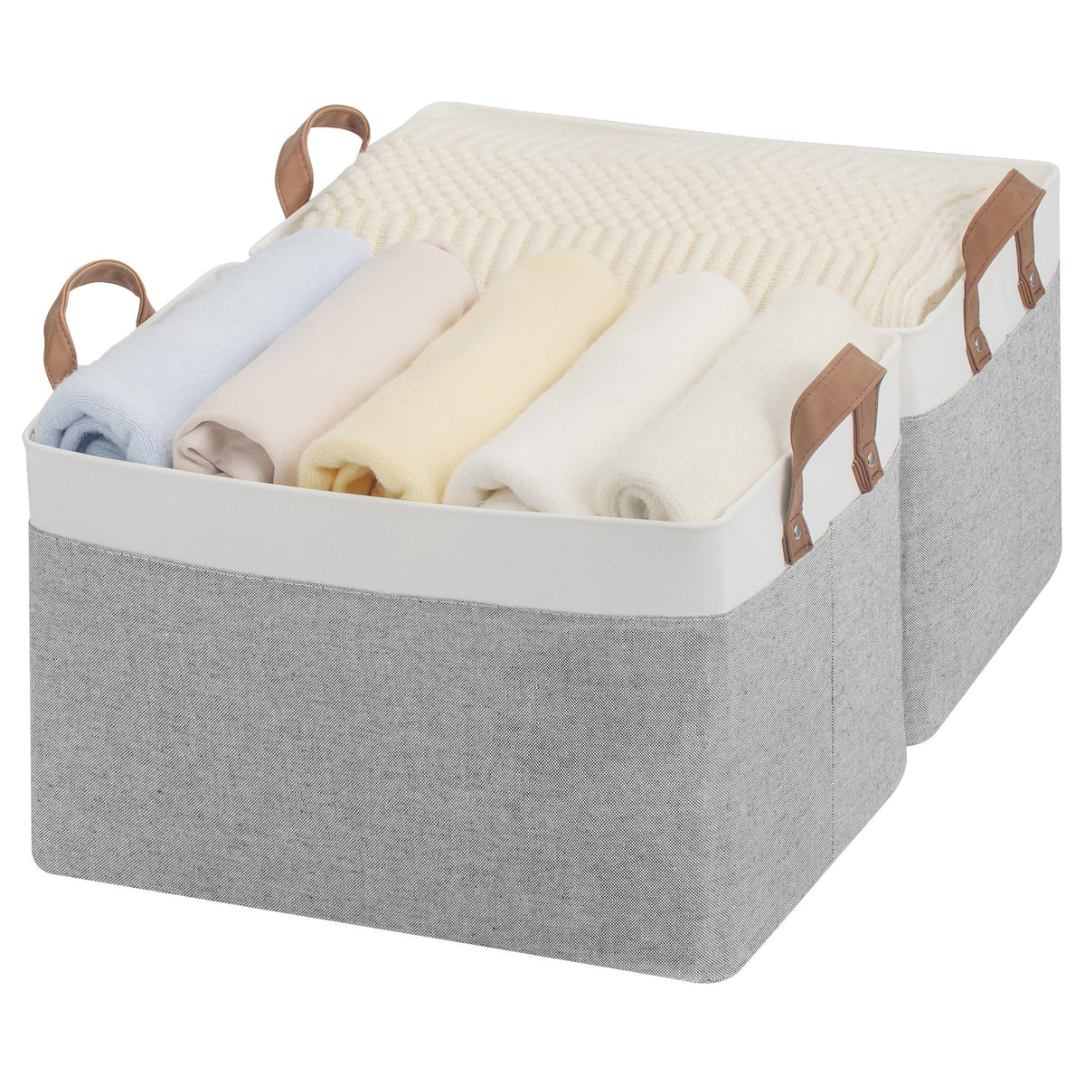 StorageWorks Storage Basket for Shelves, Storage Bins, Beige, 2-Pack