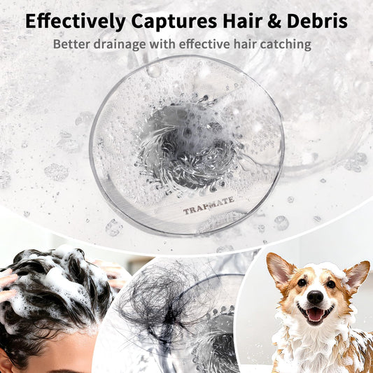 TRAPMATE Shower Drain Hair Catcher, 2.8" Bathtub Stopper Drain Strainer Kit