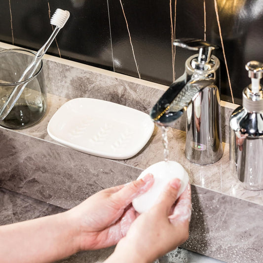 Miamolo Soap Dish for Shower, Soap Holder Raised Design, No More Mushy Soap
