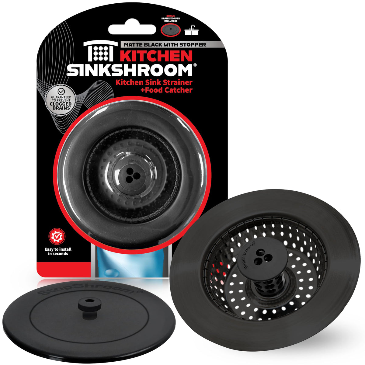 SinkShroom Revolutionary Clog-Free Sink Strainer Basket, 2-Pack, Stainless Steel