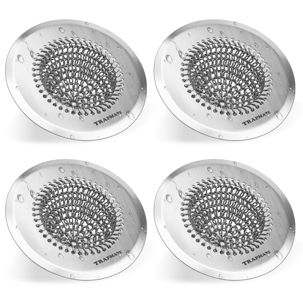 TRAPMATE Sink Drain Strainer, Reversible Chain Mesh Kitchen Sink Drain Strainer, Easy Clean 304 Stainless Steel Sink Strainer for Food Catcher Garbage Disposal, Black