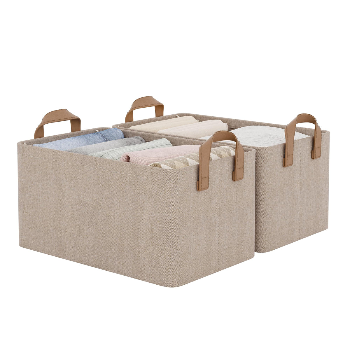 StorageWorks Storage Basket for Shelves, Storage Bins, Beige, 2-Pack