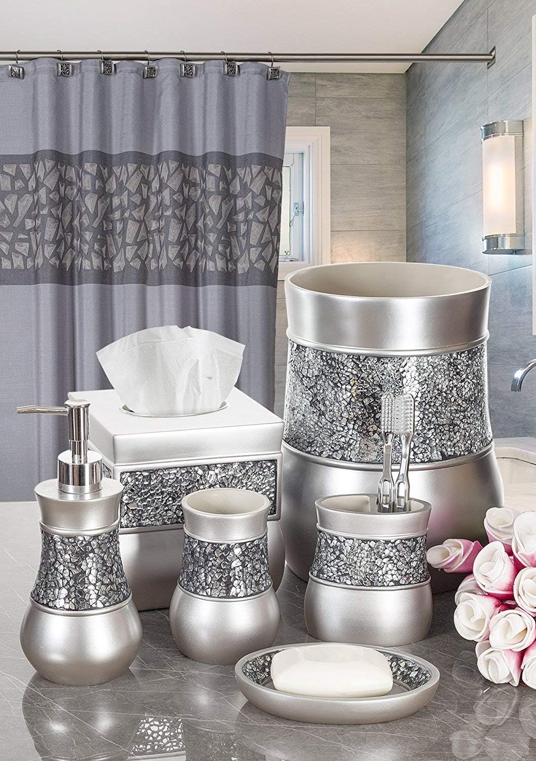 Creative Scents Crackled Glass Soap Dish for Bathroom, Decorative Dry Bar Soap Holder, Best Dishes for Sink/Bath/Shower Decor.