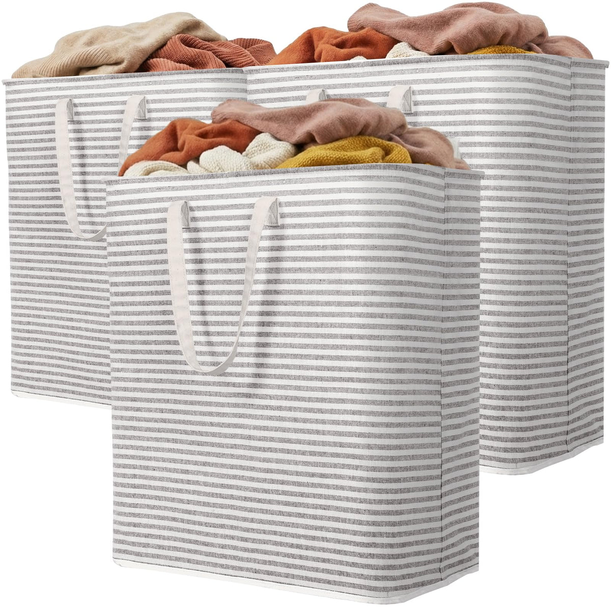 Lifewit 80L Large Laundry Baskets, Laundry Hampers Bags, 2 Pack, Grey
