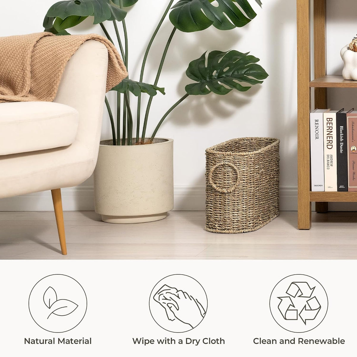 StorageWorks Wicker Toilet Paper Storage Basket, Natural Seagrass