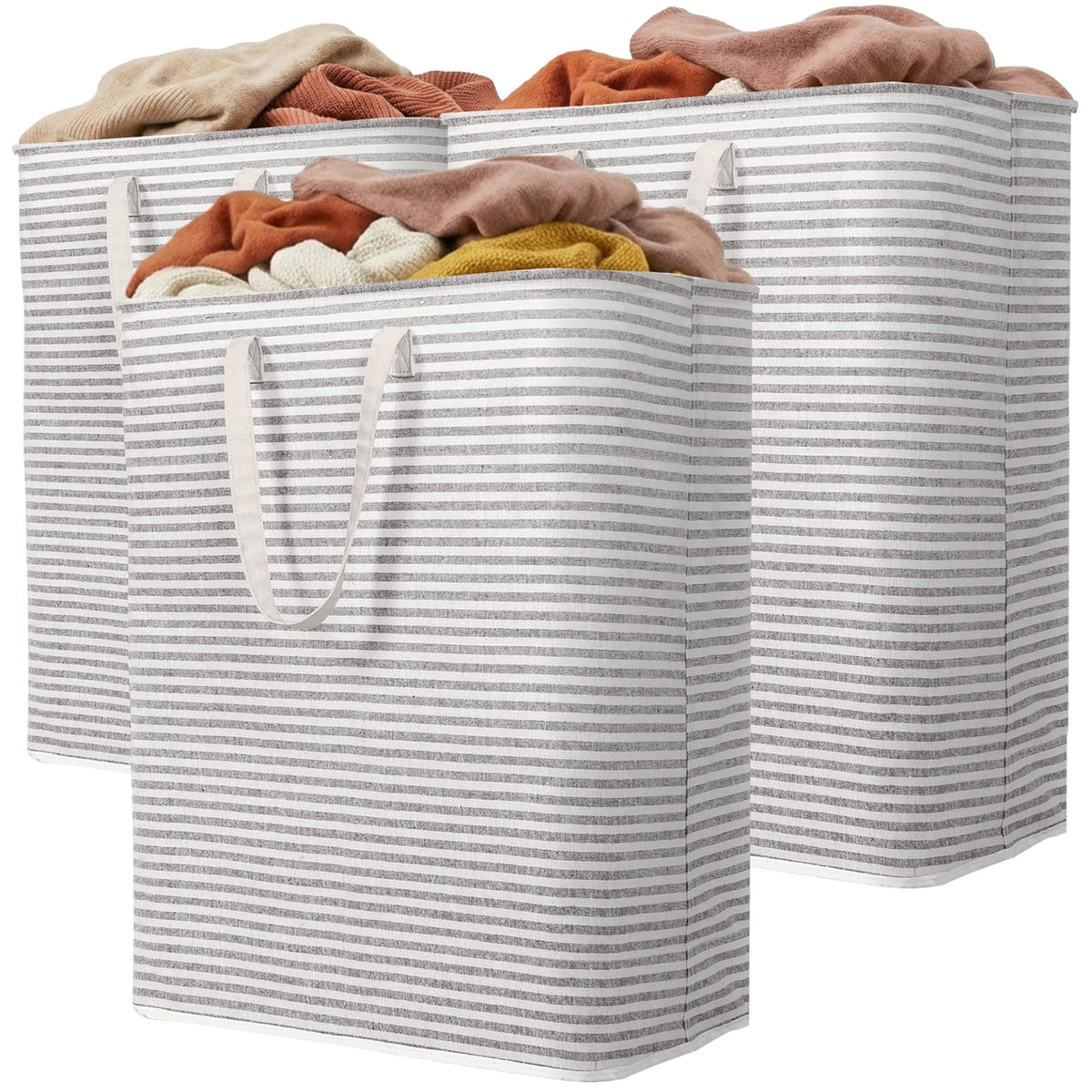 Lifewit 80L Large Laundry Baskets, Laundry Hampers Bags, 2 Pack, Grey