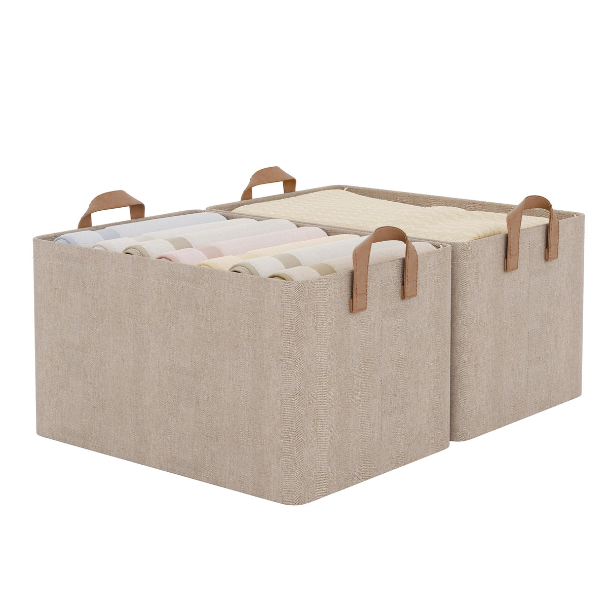 StorageWorks Storage Basket for Shelves, Storage Bins, Beige, 2-Pack