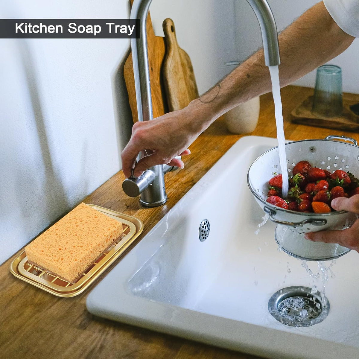 SheeChung Soap Dish for Bathroom Kitchen, Stainless Steel Soap Holder Tray