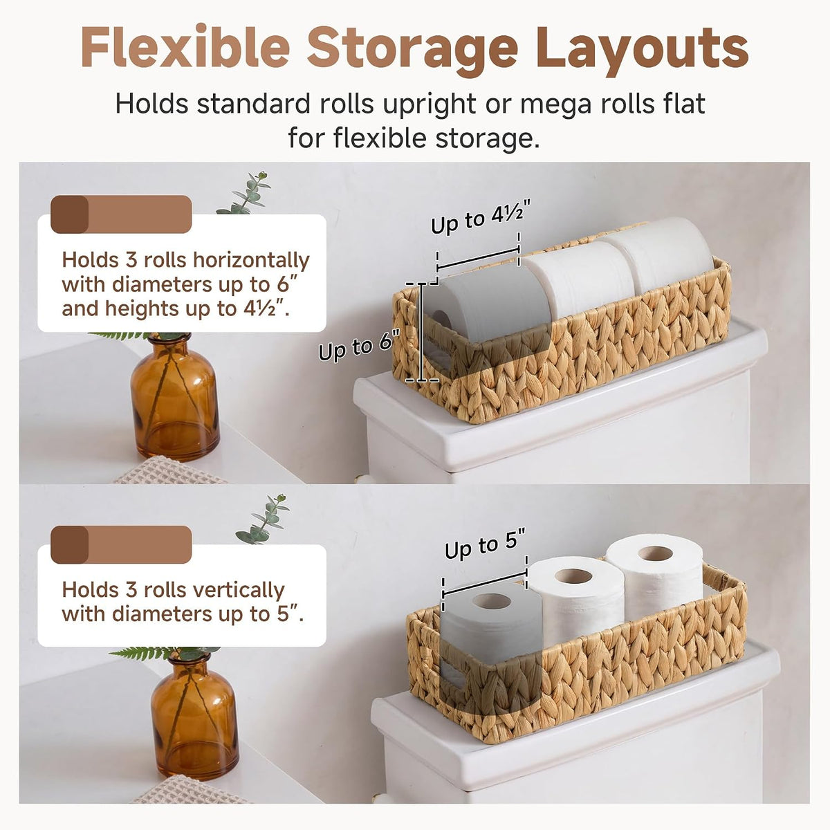 StorageWorks Toilet Paper Basket, Small Bathroom Basket Organizer