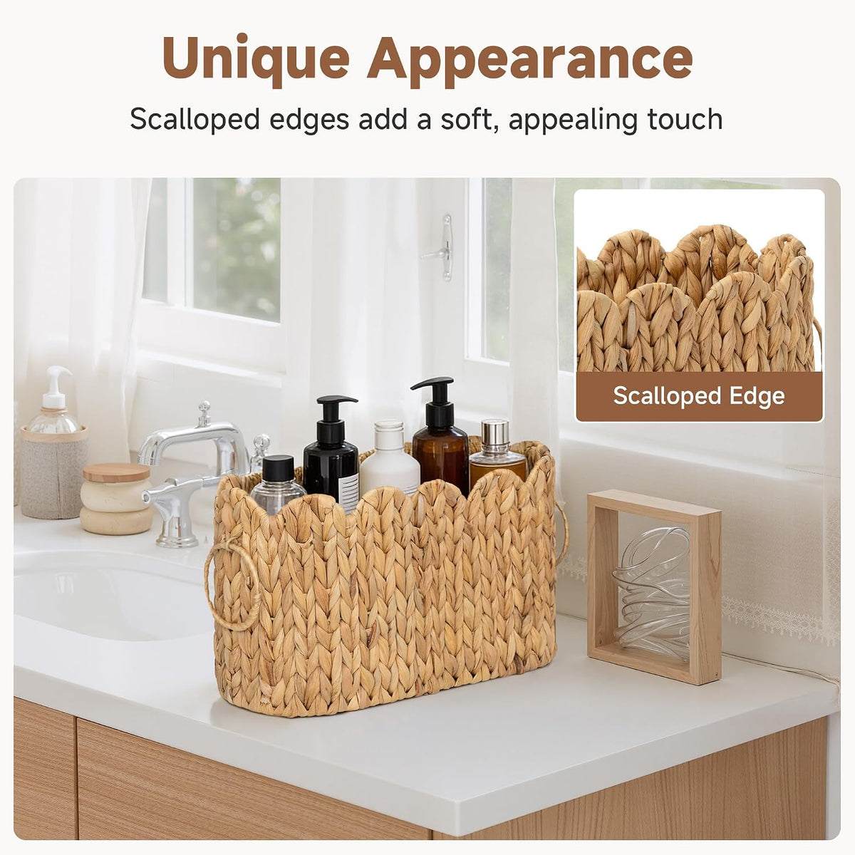 StorageWorks Toilet Paper Storage Holder, Slim Scalloped Basket Organizer