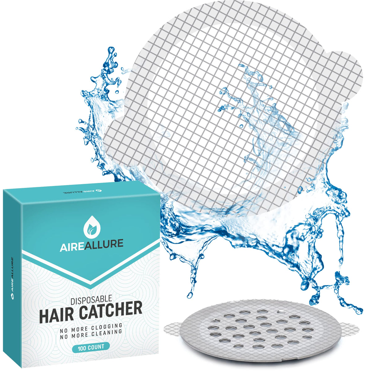 25 Pack Disposable Shower Drain Hair Catcher Mesh Stickers - Peel & Stick Drain Strainers to Prevent Clogs, Strong Waterproof Adhesive, Mess-Free Disposable Drain Covers for Shower & Bathtub
