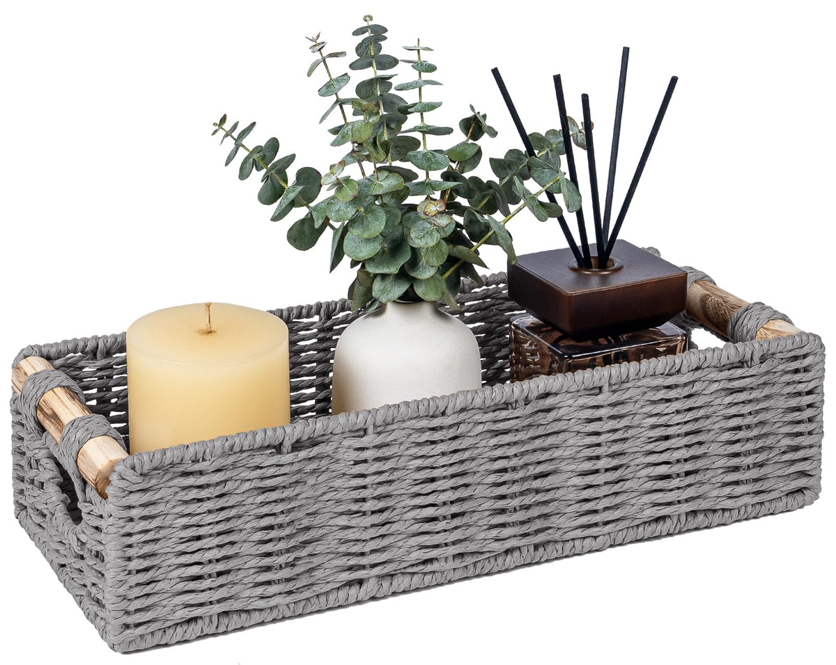 CubesLand Back of Toilet Storage Basket for Organizing W/Cut Out Handle