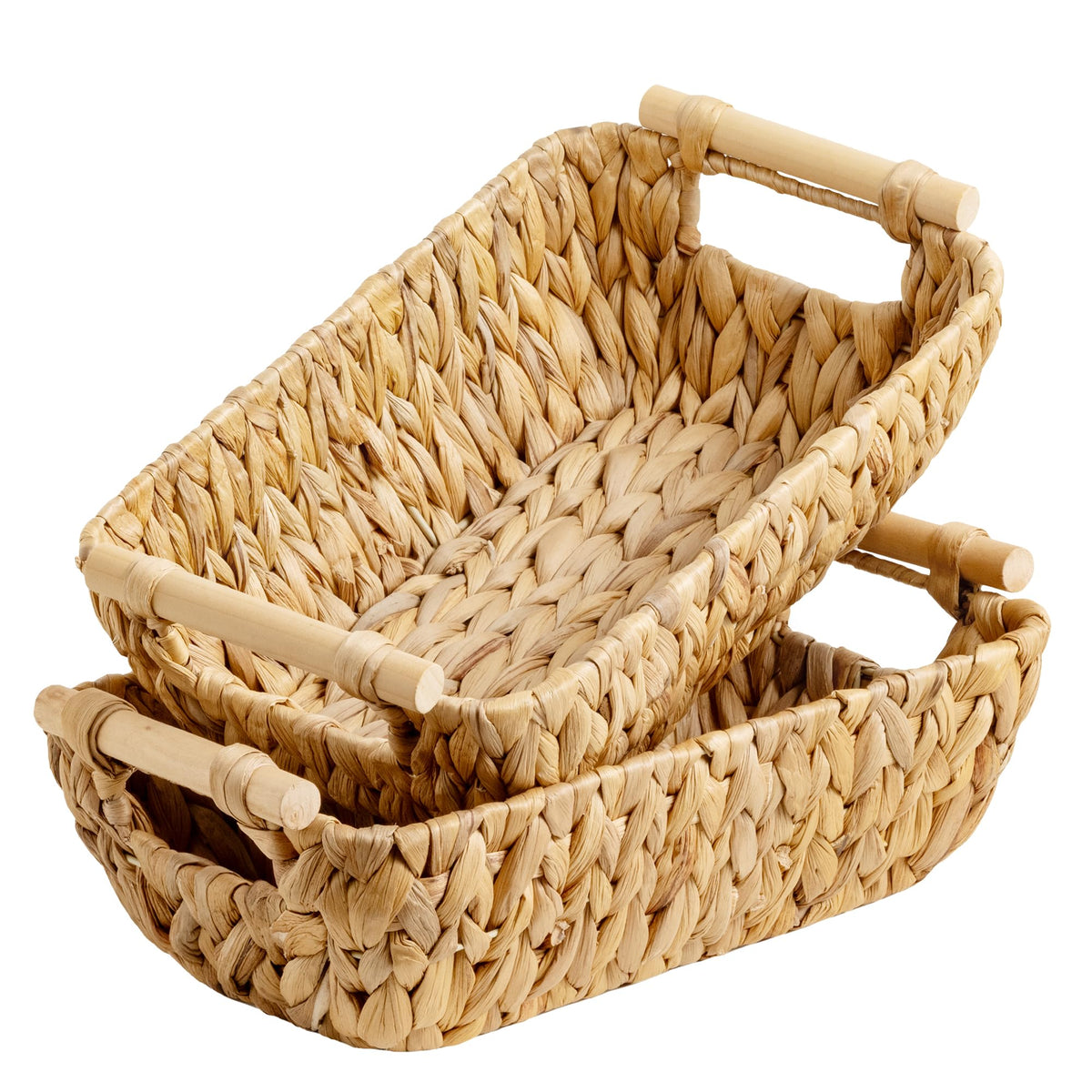 StorageWorks Wicker Baskets for Shelves, Hyacinth Storage Baskets, 2 Pack