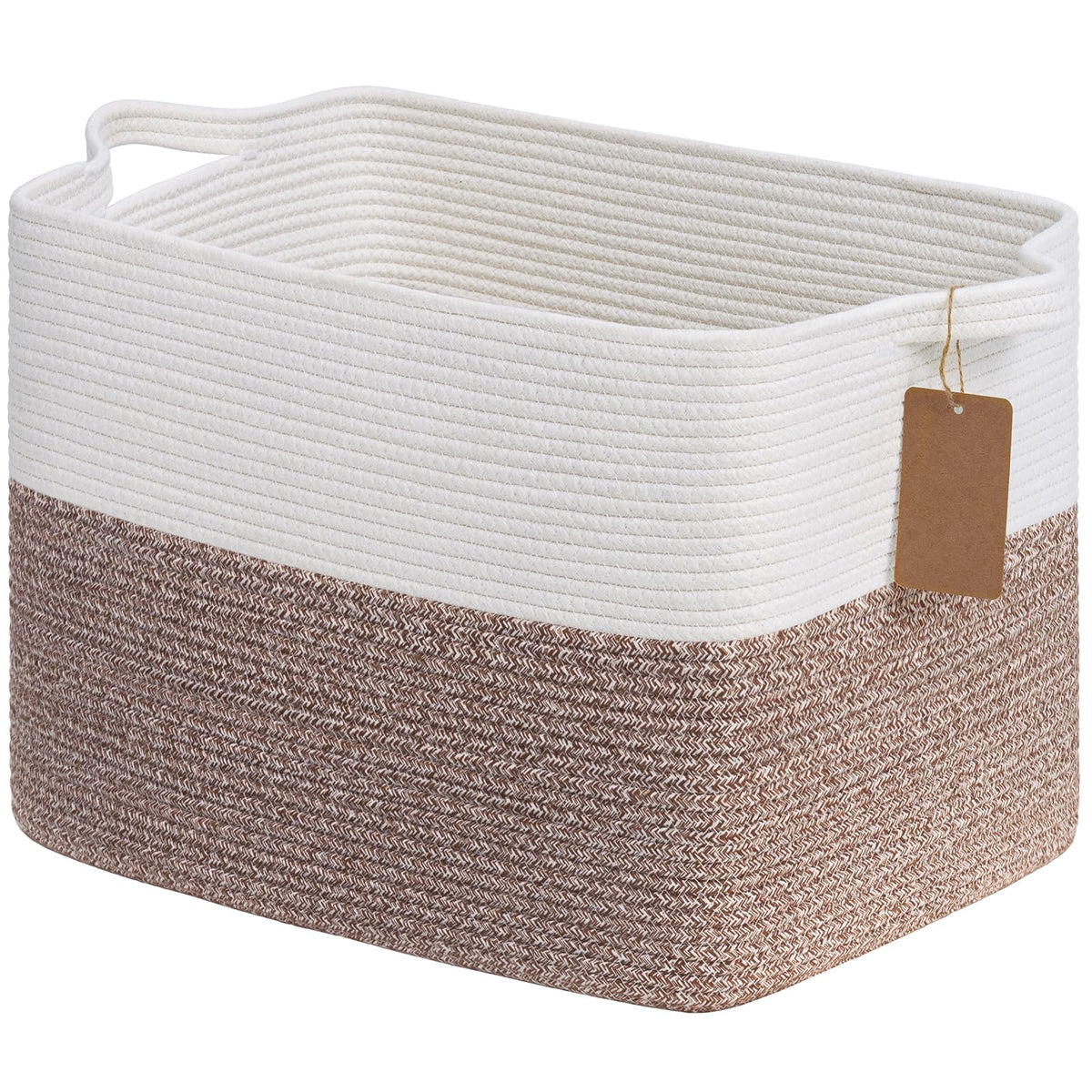 Goodpick Woven Rope Storage Basket for Shelves, Rectangle, Black