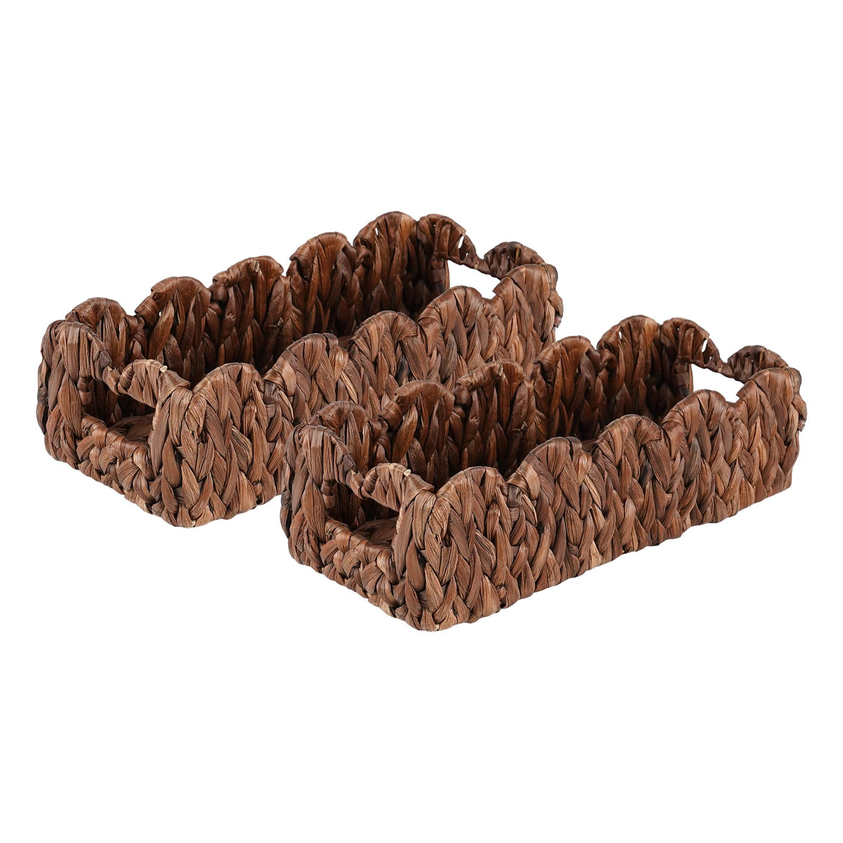 Coeusy Scalloped Toilet Paper Basket, Wicker Basket for Bathroom, Natural