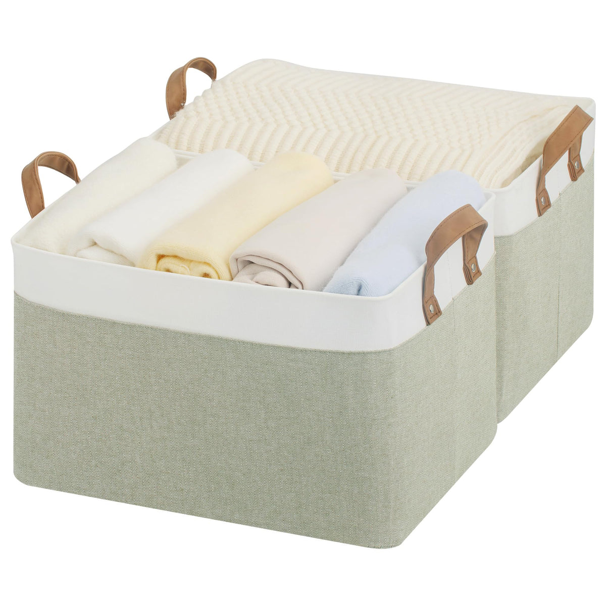 StorageWorks Storage Basket for Shelves, Storage Bins, Beige, 2-Pack